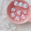 Macro shot of iridescent heart-shaped acrylic beads with inner heart patterns for DIY crafts - 1# Transparent White