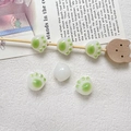 Detail of DIY cat paw beads in translucent white and green for handmade jewelry making - 10 Pieces Pack / Green