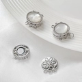 Macro view of 3-hole magnetic clasp with white mother of pearl inlay for jewelry - Platinum Plated White Mother Of Pearl