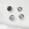 Silver-plated magnetic jewelry clasp with black shell inlay and floral detail - Platinum Plated Black Mother Of Pearl