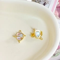 Macro detail of heart moonstone planet pendant with gold finish on ceramic tray - 1# Gold Heart