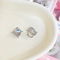 Macro detail of silver heart planet pendant with aurora stone and orbital ring - 2# Silver Heart