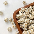 Macro detail of pumpkin shaped ceramic beads with leopard print for DIY jewelry making - Off-White Brown Pumpkin Style (8#)