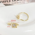 Detailansicht der vergoldeten Schneeflocken-Ringfassung mit Stift für Perlenmontage - 18K Gold (Stil 6)