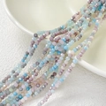 Vue macro de perles en verre facettées multicolores pour bijoux DIY aux tons pastel - 120 pcs/rang (3,5 mm) / Mélange Bleu & Mauve Macaron (1#)