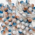 Macro detail of 10mm dual-tone gradient beads with ice crackle texture for DIY jewelry - Style 1 / 10 Pieces Pack / Blue Orange Gradient