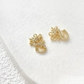 Detail of 18k gold plated dragon charms with white zircon inlay and embossed scales - Dragon Style / 18K Gold