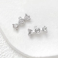 Detail of silver candy pendant with cubic zirconia inlay for DIY jewelry making - Candy Shape / White Gold
