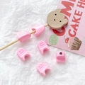 Détail de perles clips en résine rose en forme de U avec sourire pour bijoux DIY - 1 Pièce / Rose