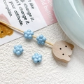 Macro detail of light blue flower resin beads and bear wood charm for DIY jewelry making - Light Blue Flower (18#)