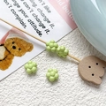 Macro detail of light green flower resin beads for DIY jewelry making on white texture - Light Green Flower (23#)