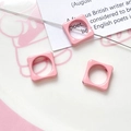 Macro detail of pink macaron flower square beads for DIY necklace and bracelet jewelry - Pink Square (11#)