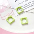 Macro detail of square light green macaron beads for DIY jewelry making and crafts - Light Green Square (14#)