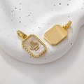 Macro shot of 14k gold-plated rectangular club pendant with mother of pearl and zircons - Club Suit Style (4#)