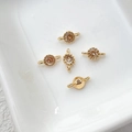 Set mit fünf 14k vergoldeten Zirkon-Verbindern für DIY-Schmuck und Halsketten - Champagner