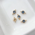 5 Stück 14k vergoldete Verbindungsanhänger mit tiefblauen Zirkonia Steinen für DIY - Dunkelblau