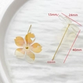 Macro view of 24mm iridescent resin cherry blossom earrings with golden studs - Phantom Pink Cherry Blossom Style (AP0400)