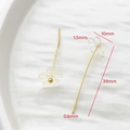 Detail view of handmade flower drop earrings with size measurements in 39mm length - Translucent White Small Flower Ear Wire Style (AP0400)