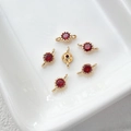 Connettore tondo placcato oro 14k con zircone rosso sfaccettato per gioielli DIY - Arancione