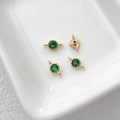 Connettore placcato oro 14k con zircone verde smeraldo per creazione gioielli DIY - Verde