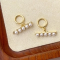 Detail of 14k gold-plated OT toggle clasps with five white pearls for jewelry making - 18K Gold Style