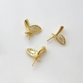 Dettaglio di ciondoli a foglia placcati oro 14k con zirconi per creazione di gioielli - Oro 18K / Oro