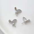Pendenti a foglia argento con zirconi e attacco per perle per creazione gioielli DIY - Oro Bianco / Oro Bianco