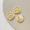 Macro detail of 14k gold plated Little Prince charms with relief design and small crystal - 18K Gold Angel Design (Single Piece)