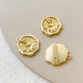 Macro view of 14k gold-plated Little Prince rose pendants with zircon stone and embossed texture - 18K Gold Rose Design (Single Piece)