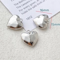Macro view of 16mm heart alloy pendant with mirror finish for DIY jewelry making - Heart-shaped Polished Style