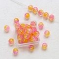 Macro detail of 8mm pink and yellow cracked glass beads for DIY jewelry making - 10 Pieces Pack / 1# Pink And Yellow Gradient