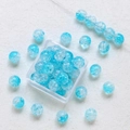Macro detail of 8mm blue and white cracked glass beads for DIY jewelry making - 10 Pieces Pack / 3# Blue And White Gradient
