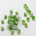 Nahaufnahme von 8mm grün-weißen Crackle-Glasperlen für DIY-Schmuckherstellung - 10er Pack / 7# Grün Und Weiß Verlauf