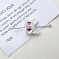 Macro shot of silver cartoon monster cat face bead for DIY jewelry with pink cat eyes - 2# Silver Single Eye Monster (D4171)