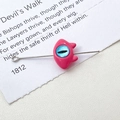 Macro shot of pink cat monster charm with blue evil eye bead and silver metal loop - 7# Pink Cat Head Pendant Style (D4171)