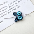 Macro view of black cat charm bead with blue evil eyes for DIY jewelry accessory - 12# Black Double Eye Cat (D4171)