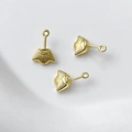 Macro shot of three gold-plated shell charms with radial lines for jewelry making - Fishtail Fan-Shaped K-Gold Pendant Only (Without Chain)