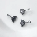 Detailed view of gunmetal fishtail charms with radial texture and top hanging ring - Fishtail Fan-Shaped Pendant - Gunmetal Black (#6, Pendant Only (Without Chain))