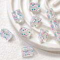 Macro detail of hand-painted dopamine style colorful polka dot and stripe glass beads - Clear Polka Dot Wave Style (1#)