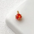 Macro detail of cube-shaped gold plated pendant with large faceted orange-red zircon stone - 18K Gold 3D Cube Style / Orange Red Square (4# 18k)