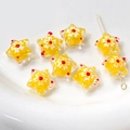 Macro view of yellow star glass beads with floral hand-painted details for DIY jewelry - 1 Piece/Pack / 4# Yellow Floral