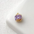 Close-up of a purple square-cut zircon pendant with a 14k gold-plated hollow frame - 18K Gold Hollow Frame Style / Purple Square (10# 18k)