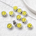 Detail of yellow smiley enamel beads on wire for DIY jewelry making and handmade accessories - 9# Silver Tone