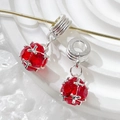 Macro shot of ruby red faceted crystal charm with silver threaded bail for DIY jewelry - Style 3 (Red Rhinestone)