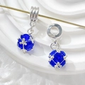 Detailed view of faceted blue crystal beads with silver frames for DIY jewelry - Style 8 (Sky Blue Rhinestone)