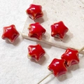 Macro detail of red star-shaped ceramic beads with vintage kiln-altered glaze effect - Deep Red (3#)
