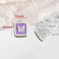 Detailed view of square purple butterfly pendants with silver relief and metallic texture - Square Butterfly Embossed - Purple (5#)