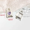 Macro shot of silver handbag charm with purple heart gemstone showing 19mm size detail - Handbag Style - Purple (8#)