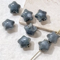 Macro view of vintage star-shaped ceramic beads with grey-blue crystalline glaze for DIY jewelry - Gray Blue (8#)