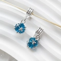 Blue crystal snowflake sphere pendant in silver finish for DIY jewelry making - Style 10 (Snowflake Blue Rhinestone)